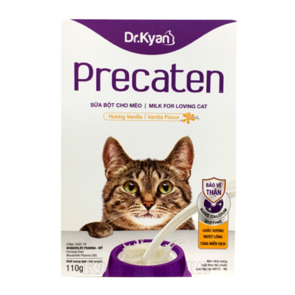 Sữa bột cho mèo Dr.Kyan Precaten hộp 110g hương vanilla