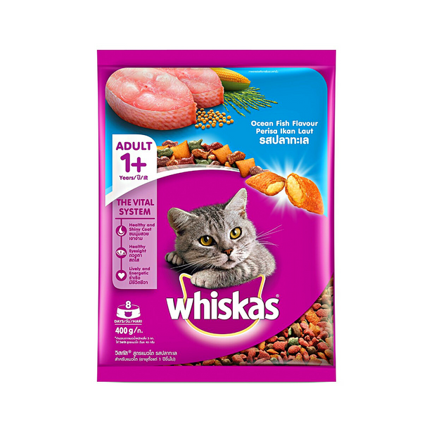 Thức ăn hạt cho mèo vị cá biển Whiskas 400g